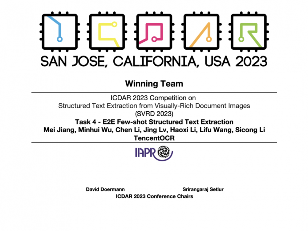 腾讯OCR团队斩获ICDAR大赛四项冠军